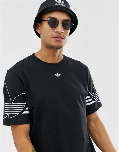 adidas originals schwarzes t-shirt mit konturiertem trefoil-logo du8145|adidas Originals TREFOIL TEE .